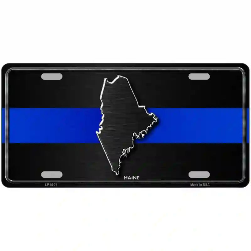 Maine Thin Blue Line Metal Novelty License Plate 24" x 12" (LLP)