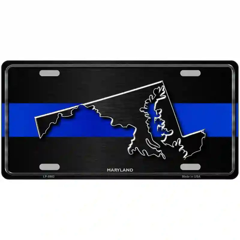 Maryland Thin Blue Line Metal Novelty License Plate 24" x 12" (LLP)