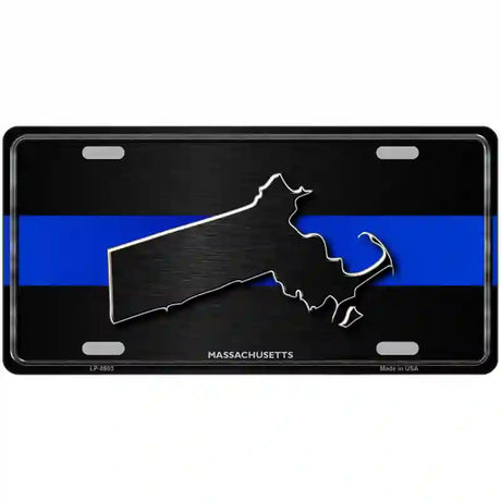 Massachusetts Thin Blue Line Metal Novelty License Plate 24" x 12" (LLP)