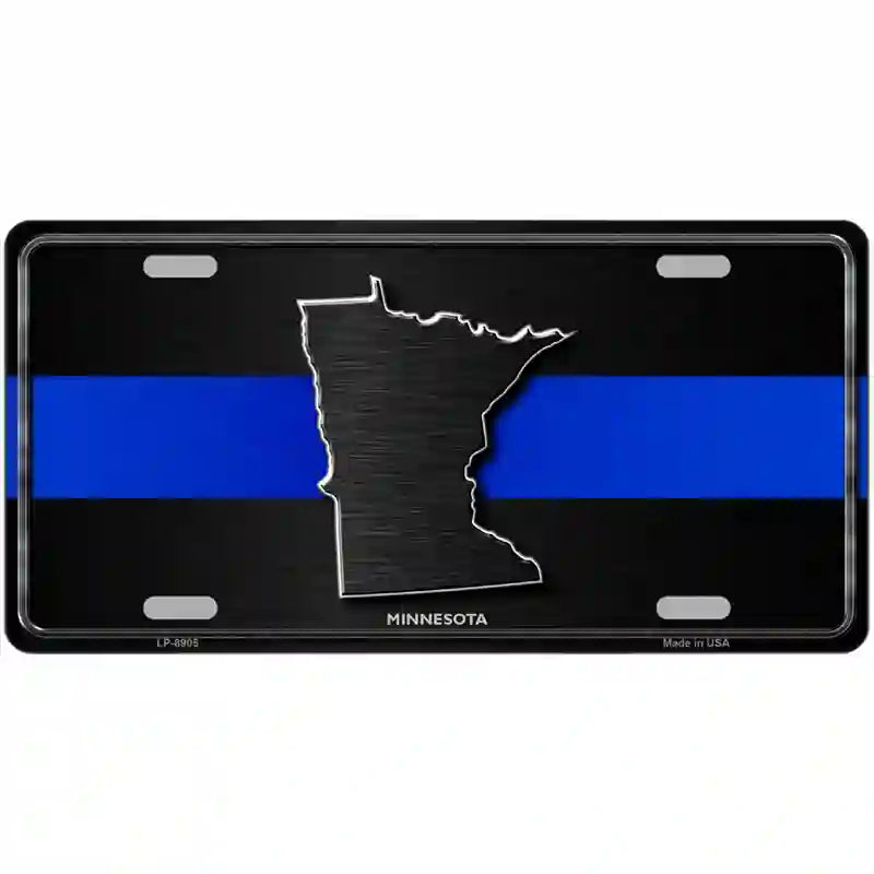 Minnesota Thin Blue Line Metal Novelty License Plate 24" x 12" (LLP)