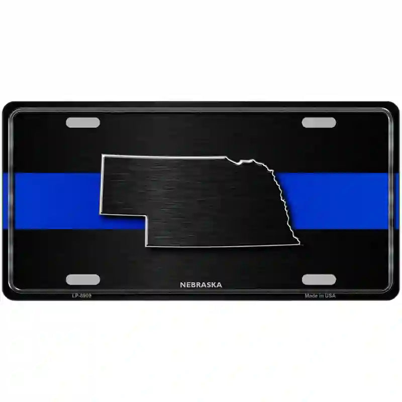 Nebraska Thin Blue Line Metal Novelty License Plate 24" x 12" (LLP)