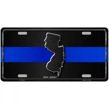 New Jersey Thin Blue Line Metal Novelty License Plate 24" x 12" (LLP)