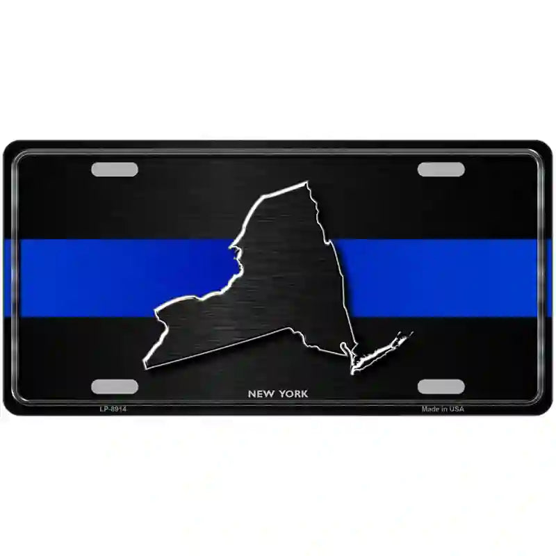 New York Thin Blue Line Metal Novelty License Plate 24" x 12" (LLP)