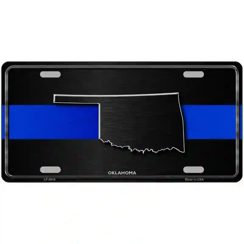 Oklahoma Thin Blue Line Metal Novelty License Plate 24" x 12" (LLP)