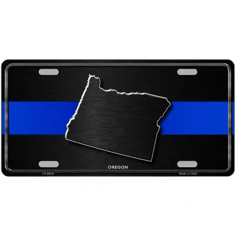 Oregon Thin Blue Line Metal Novelty License Plate 24" x 12" (LLP)