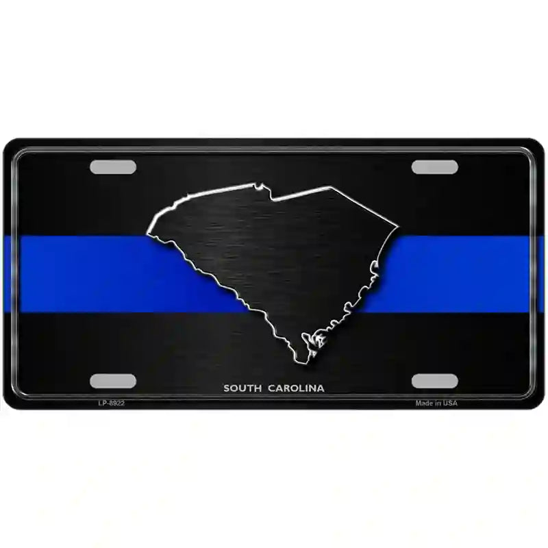 South Carolina Thin Blue Line Metal Novelty License Plate 24" x 12" (LLP)