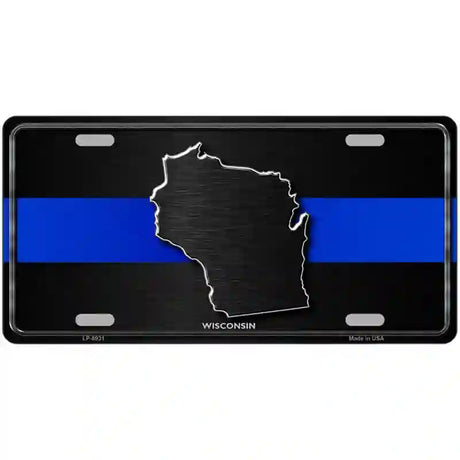 Wisconsin Thin Blue Line Metal Novelty License Plate 24" x 12" (LLP)