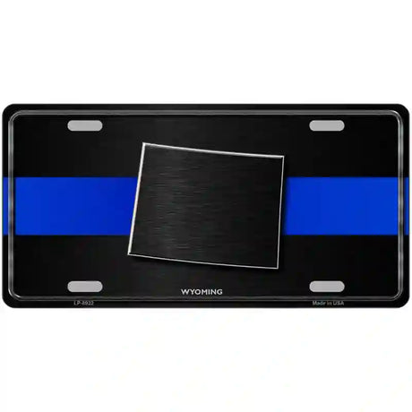 Wyoming Thin Blue Line Metal Novelty License Plate 24" x 12" (LLP)