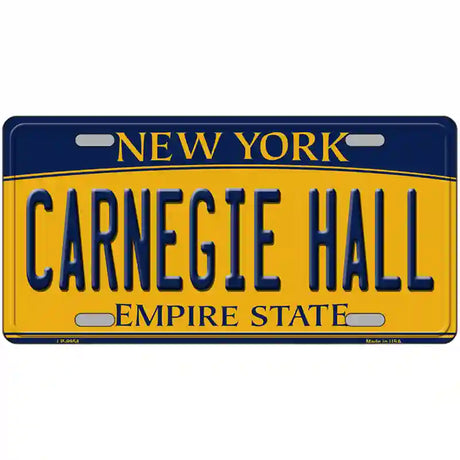 Carnegie Hall New York Metal Novelty License Plate 24" x 12" (LLP)