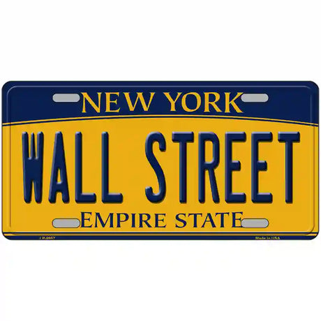 Wall Street New York Metal Novelty License Plate 24" x 12" (LLP)