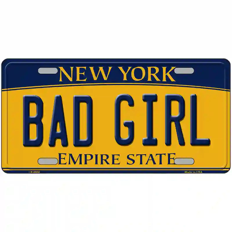 Bad Girl New York Metal Novelty License Plate 24" x 12" (LLP)