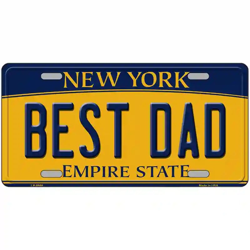 Best Dad New York Metal Novelty License Plate 24" x 12" (LLP)