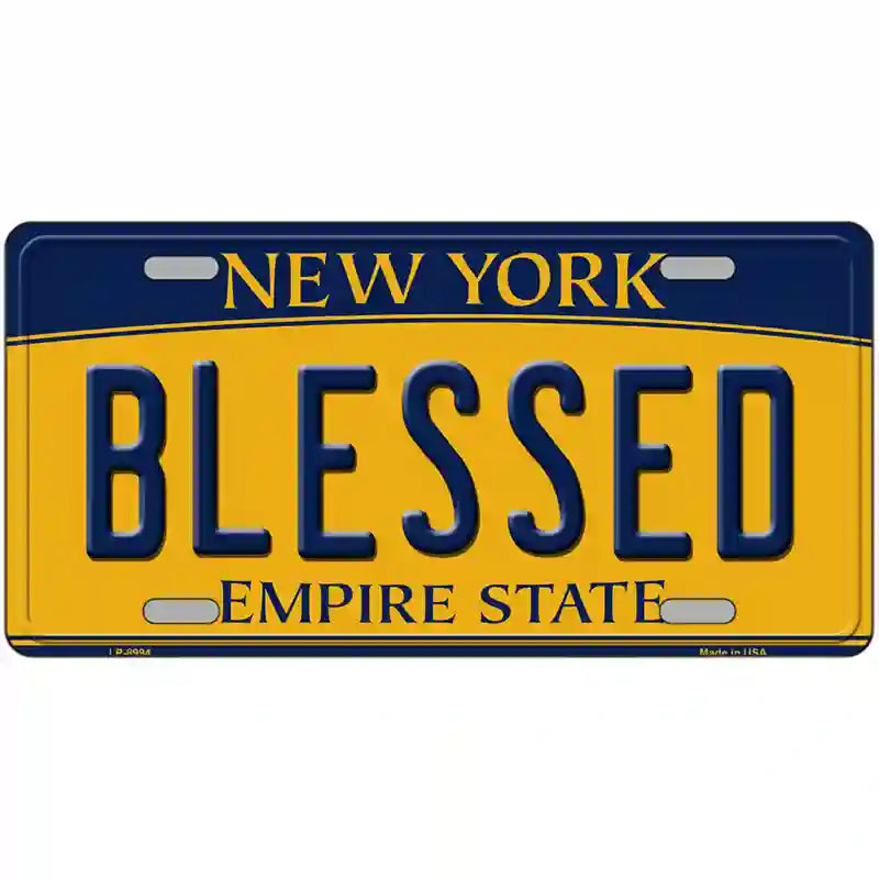 Blessed New York Metal Novelty License Plate 24" x 12" (LLP)