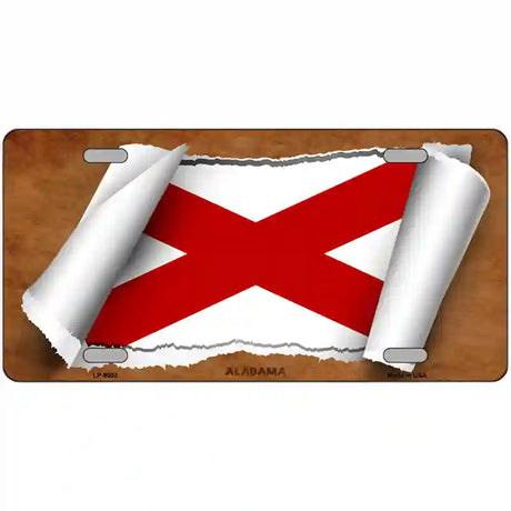 Alabama Flag Scroll Metal Novelty License Plate 24" x 12" (LLP)