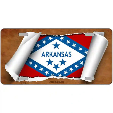 Arkansas Flag Scroll Metal Novelty License Plate 24" x 12" (LLP)