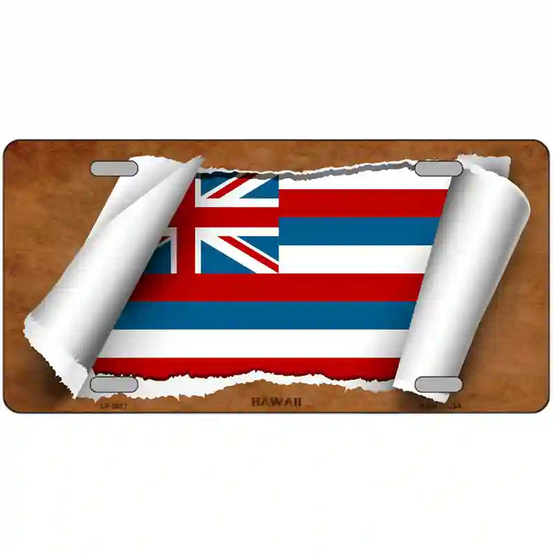 Hawaii Flag Scroll Metal Novelty License Plate 24" x 12" (LLP)