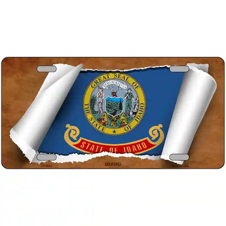 Idaho Flag Scroll Metal Novelty License Plate 24" x 12" (LLP)