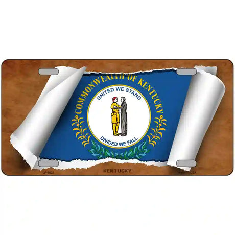 Kentucky Flag Scroll Metal Novelty License Plate 24" x 12" (LLP)