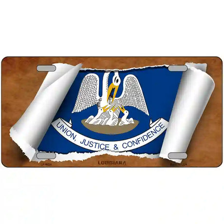 Louisiana Flag Scroll Metal Novelty License Plate 24" x 12" (LLP)