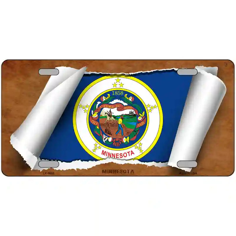 Minnesota Flag Scroll Metal Novelty License Plate 24" x 12" (LLP)