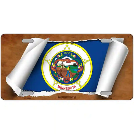 Minnesota Flag Scroll Metal Novelty License Plate 24" x 12" (LLP)