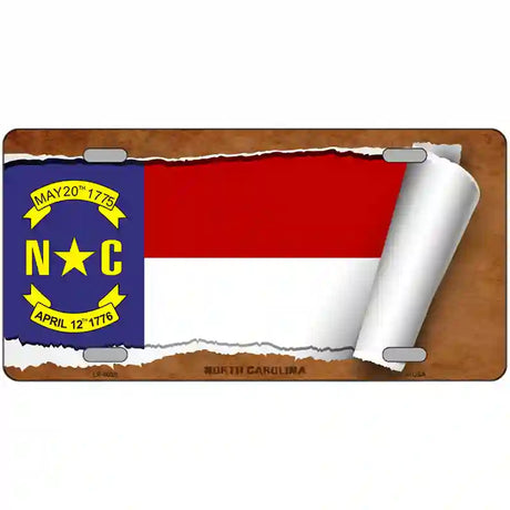 North Carolina Flag Scroll Metal Novelty License Plate 24" x 12" (LLP)