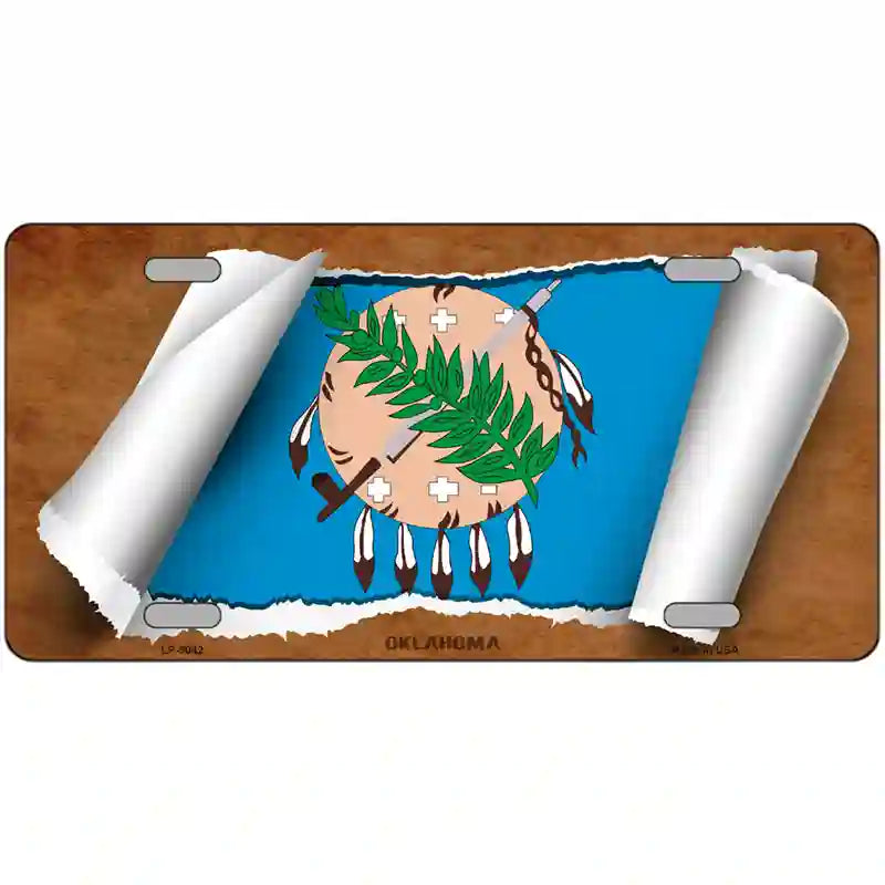 Oklahoma Flag Scroll Metal Novelty License Plate 24" x 12" (LLP)