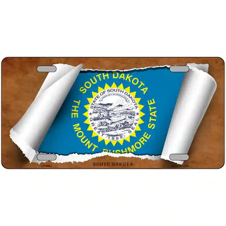 South Dakota Flag Scroll Metal Novelty License Plate 24" x 12" (LLP)