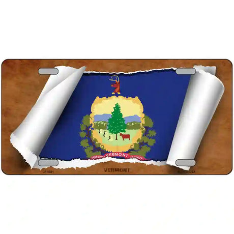 Vermont Flag Scroll Metal Novelty License Plate 24" x 12" (LLP)