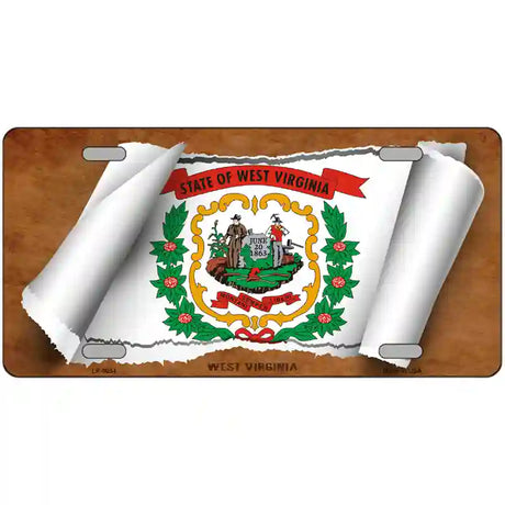 West Virginia Flag Scroll Metal Novelty License Plate 24" x 12" (LLP)