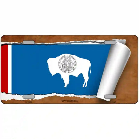 Wyoming Flag Scroll Metal Novelty License Plate 24" x 12" (LLP)