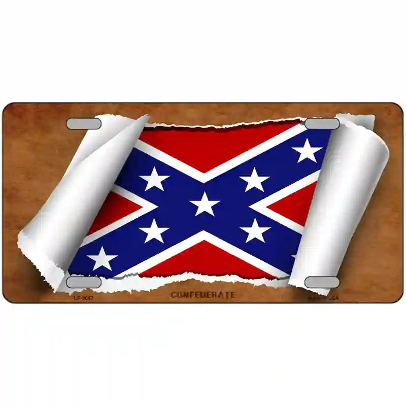 Confederate Flag Scroll Metal Novelty License Plate 24" x 12" (LLP)