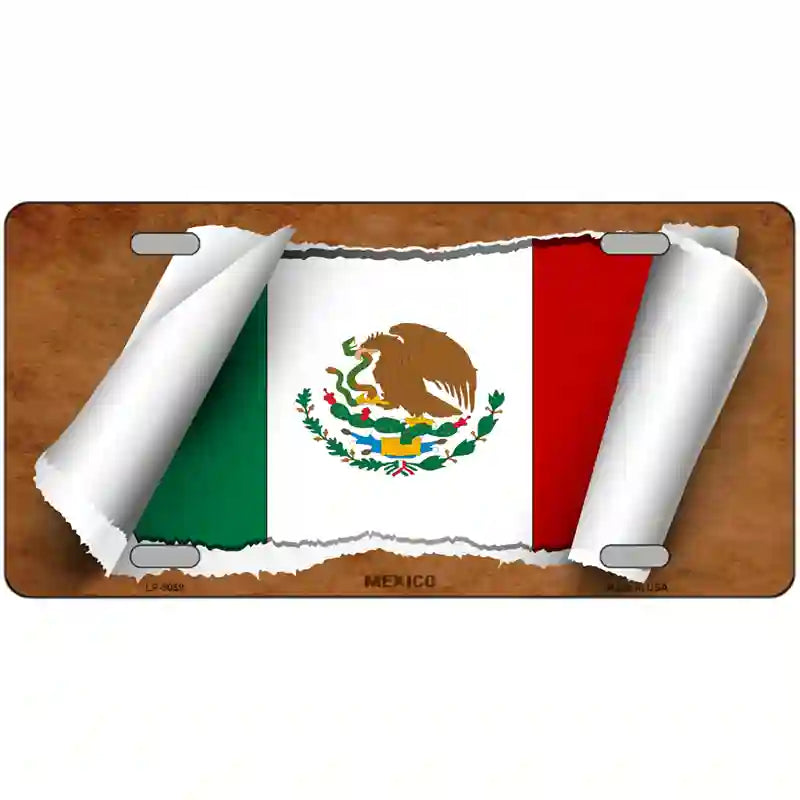 Mexico Flag Scroll Metal Novelty License Plate 24" x 12" (LLP)