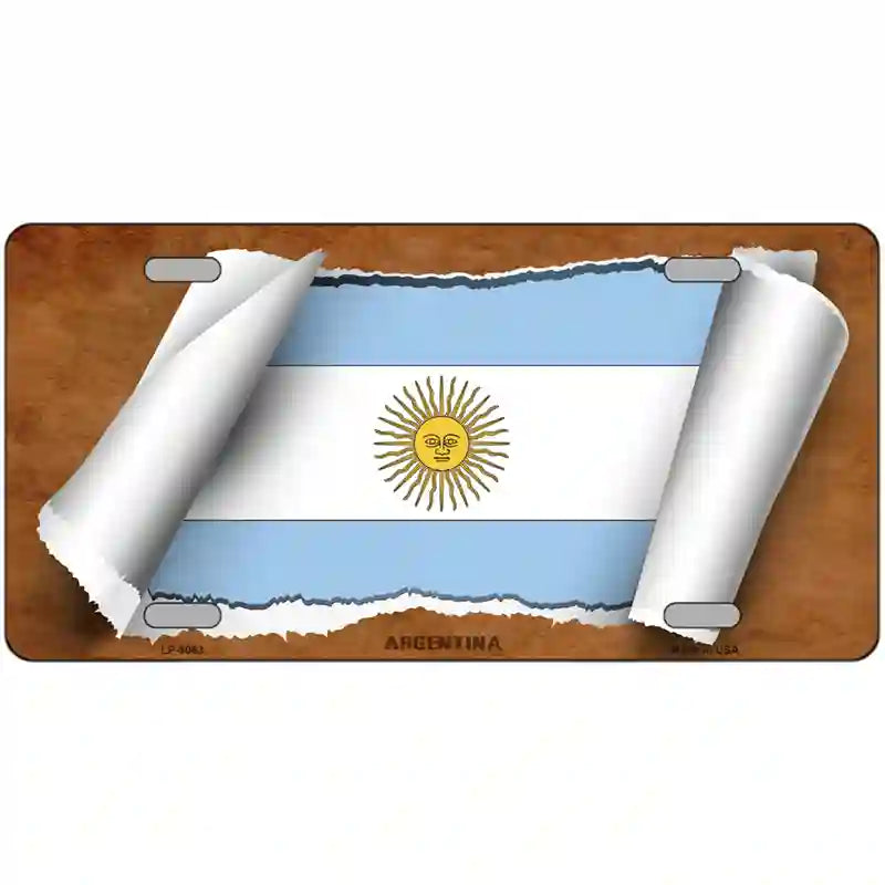 Argentina Flag Scroll Metal Novelty License Plate 24" x 12" (LLP)