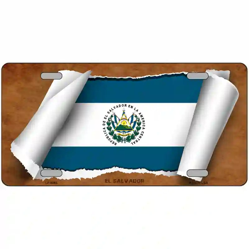 El Salvador Flag Scroll Metal Novelty License Plate 24" x 12" (LLP)