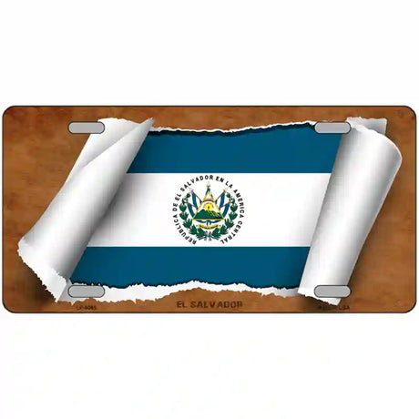 El Salvador Flag Scroll Metal Novelty License Plate 24" x 12" (LLP)