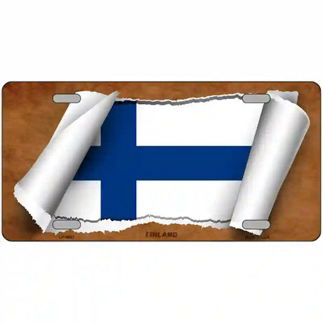 Finland Flag Scroll Metal Novelty License Plate 24" x 12" (LLP)