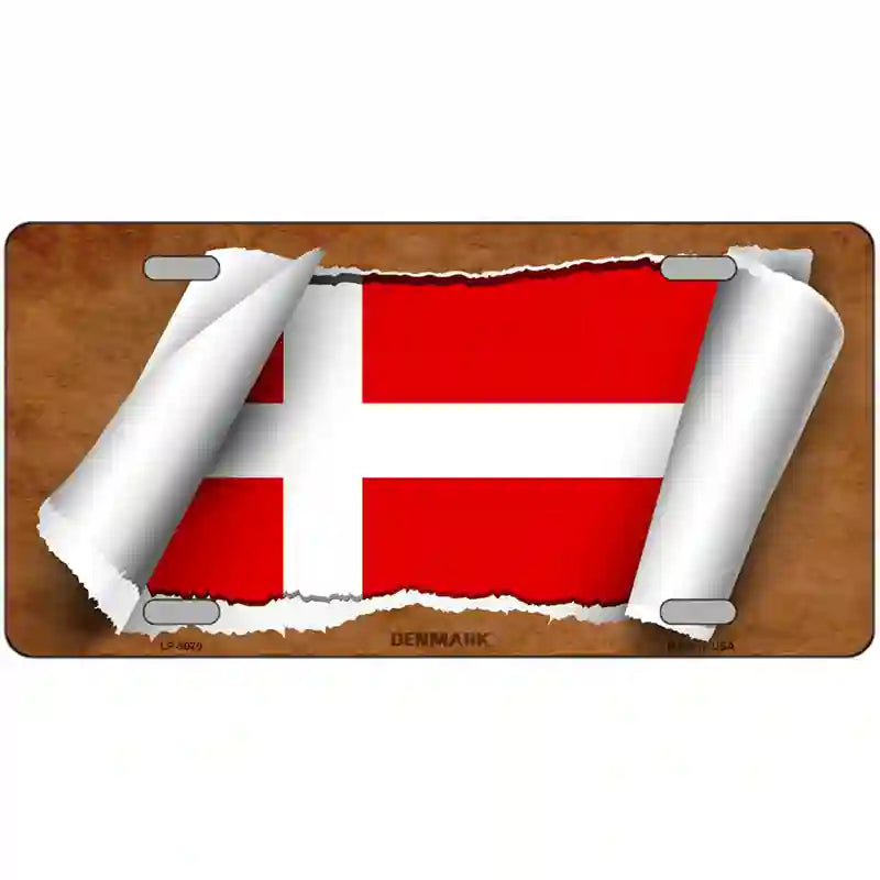 Denmark Flag Scroll Metal Novelty License Plate 24" x 12" (LLP)