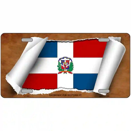 Dominican Republic Flag Scroll Metal Novelty License Plate 24" x 12" (LLP)