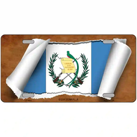 Guatemala Flag Scroll Metal Novelty License Plate 24" x 12" (LLP)