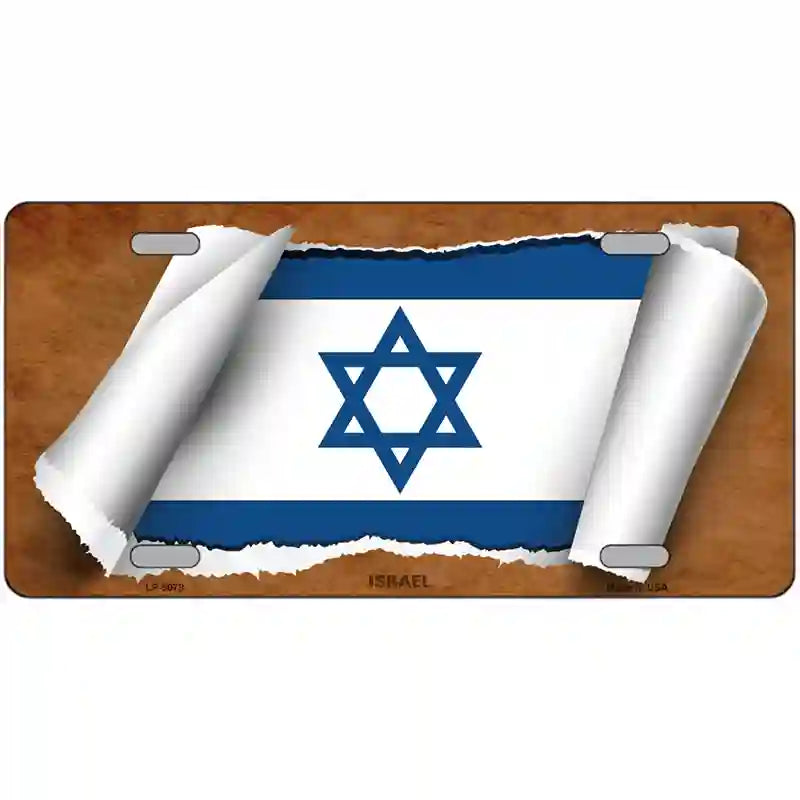 Israel Flag Scroll Metal Novelty License Plate 24" x 12" (LLP)