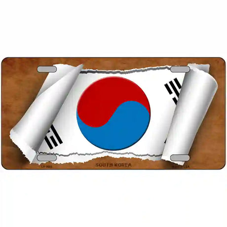 South Korea Flag Scroll Metal Novelty License Plate 24" x 12" (LLP)