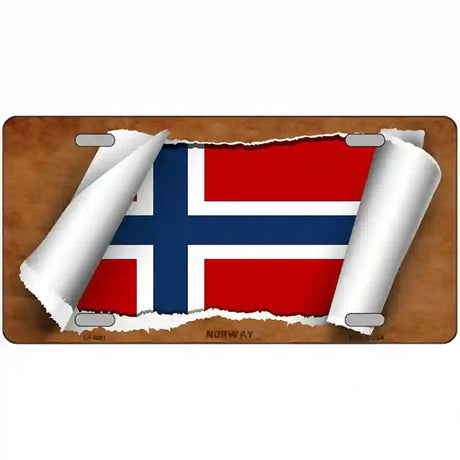 Norway Flag Scroll Metal Novelty License Plate 24" x 12" (LLP)