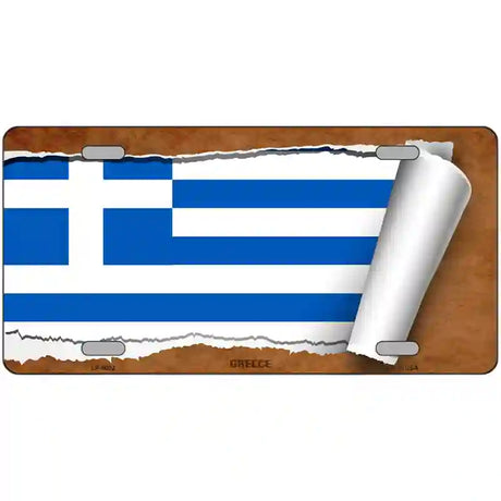 Greece Flag Scroll Metal Novelty License Plate 24" x 12" (LLP)