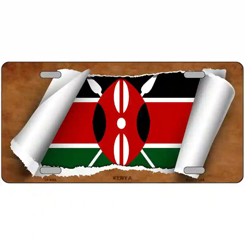 Kenya Flag Scroll Metal Novelty License Plate 24" x 12" (LLP)