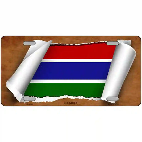 Gambia Flag Scroll Metal Novelty License Plate 24" x 12" (LLP)