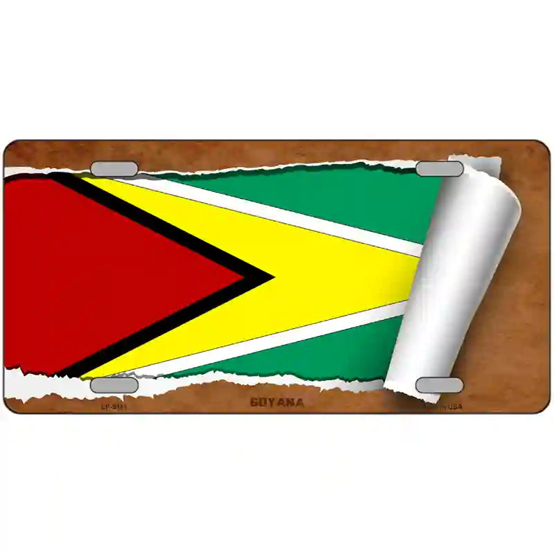 Guyana Flag Scroll Metal Novelty License Plate 24" x 12" (LLP)