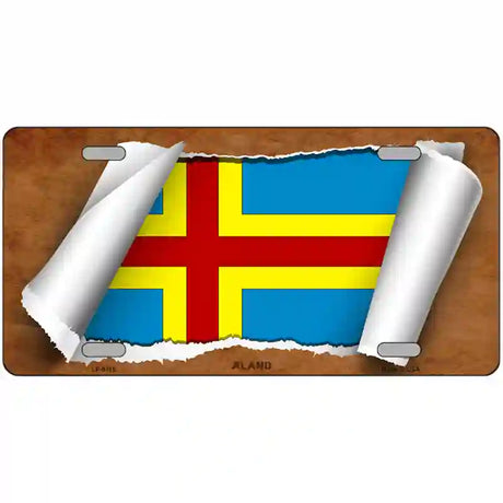 Aland Flag Scroll Metal Novelty License Plate 24" x 12" (LLP)