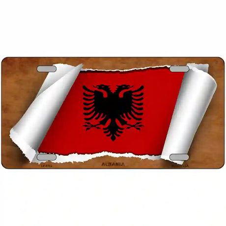 Albania Flag Scroll Metal Novelty License Plate 24" x 12" (LLP)