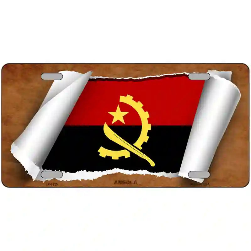 Angola Flag Scroll Metal Novelty License Plate 24" x 12" (LLP)